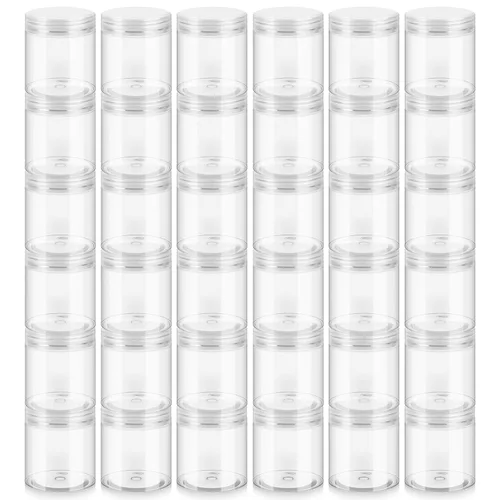 Miniatura 16 de Loretoy Paquete de 36 tarros de plástico de 2 onzas con tapas, sin BPA, reutilizables, rellenables, recipientes de cosméticos transparentes