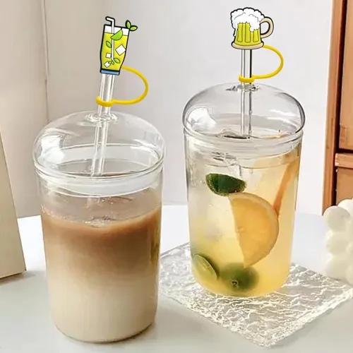 Miniatura 2 de 6 tapas de silicona para popotes, tapas, tapas reutilizables, tapones a prueba de polvo para pajitas de 0.315 a 0.315 pulgadas Funda para popote