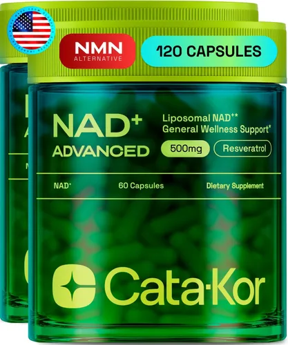 Cata-Kor Suplemento liposomal NAD con resveratrol – Alternativa al suplemento NMN – Suministro de 60 días – Probado por terceros – 120 cápsulas –