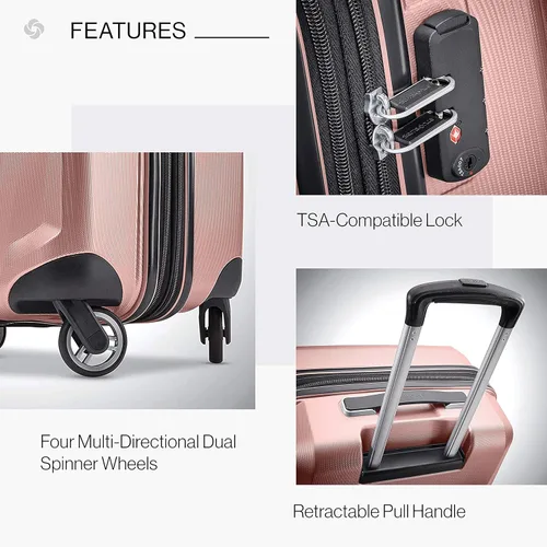 Miniatura 6 de Samsonite Winfield 3 DLX Hardside - Equipaje expandible con ruedas, Rosa), 120752-4357