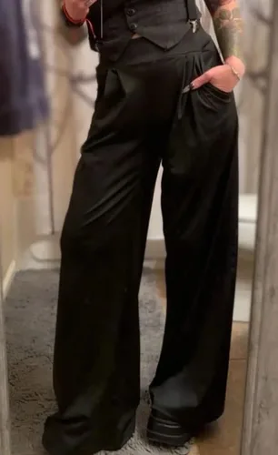 Miniatura 5 de LROSEY Women Casual Stretchy Wide Leg Palazzo Pants with Pockets Flowy Dress Pants High Waisted Trousers