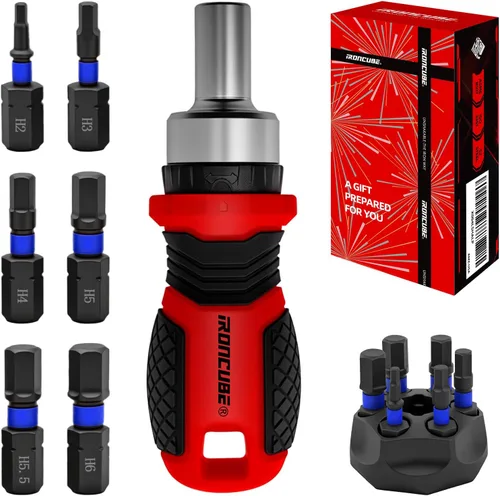 Miniatura 9 de IRONCUBE Juego de destornilladores magnéticos Torx: Juego de destornilladores múltiples 6 en 1 con mango de trinquete intercambiable - Kit