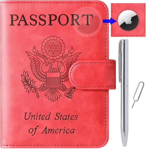 Miniatura 23 de Funda para pasaporte, cartera, artículos esenciales de viaje, de cuero, estuche con bloqueo RFID, equipaje de vacaciones, artículos imprescindibles