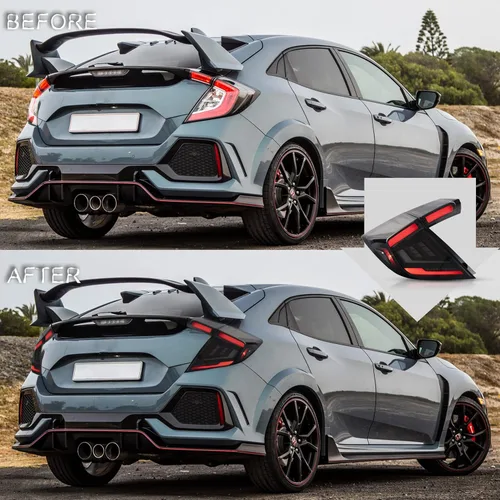 Miniatura 6 de Conjunto de luces traseras VLAND Compatible con Honda Civic Hatchback/Tipo R de 10ª generación 2018-2022 (No para Coupe), lámpara trasera con DRL