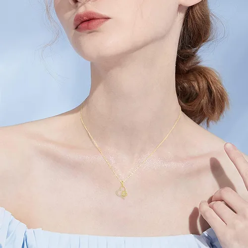 Miniatura 2 de SISGEM Solid 14k Gold Sunflower Heart Necklace for Women, Real Gold Flower Necklace You are May Sunshine Necklace Fine Jewelry Gifts for Wife
