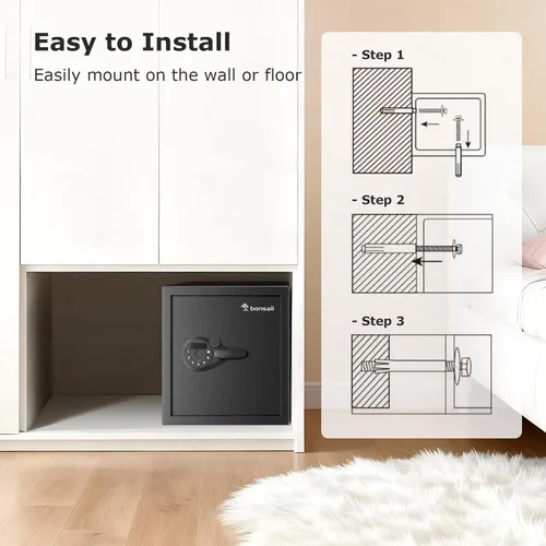 Miniatura 13 de Caja de seguridad Bonsaii, caja de seguridad grande de 1.2 pies cúbicos para documentos, nuevo tipo de cerradura con teclado digital, estante