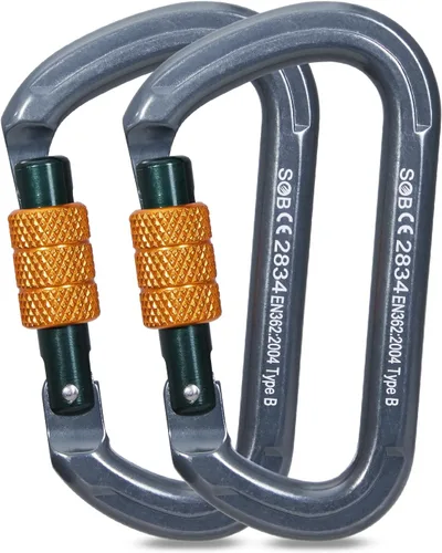 SOB Clips de mosquetón de escalada con bloqueo automático, conector de mosquetón asimétrico de alta resistencia utilizado para rappel, equipo de
