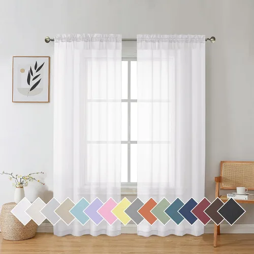 Miniatura 158 de Aiyufeng 2 paneles de cenefa transparente negra de 14 pulgadas de largo, cortinas cortas negras transparentes para dormitorio, cortinas de cocina