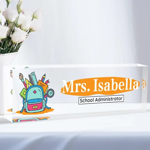 Miniatura 36 de Placa de nombre de escritorio personalizada, placas de identificación acrílicas para escritorio, decoración de oficina, regalos personalizados