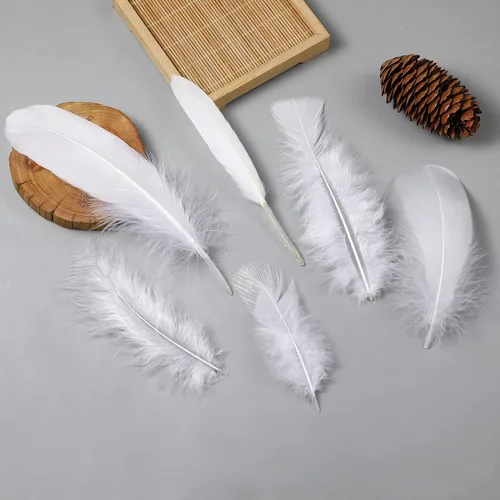 Miniatura 7 de Larryhot White Craft Feathers - 240 plumas naturales mixtas de 6 estilos para bodas, fiestas en casa, suministros de atrapasueños y manualidades