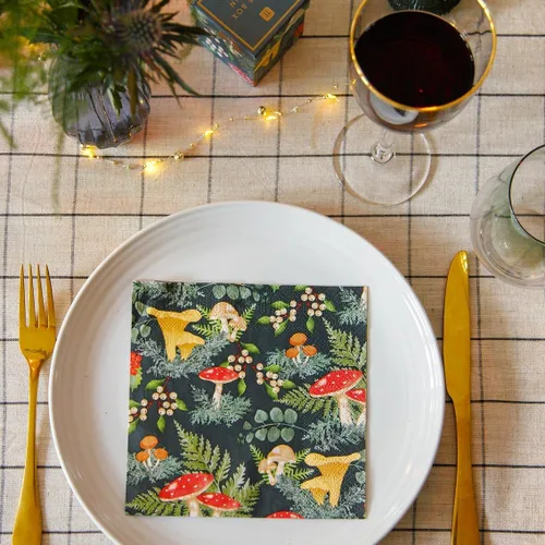 Miniatura 5 de Talking Tables 20 servilletas de cena de otoño para Navidad, Acción de Gracias, cenas, decoupage – Servilletas de hongos y setas del bosque