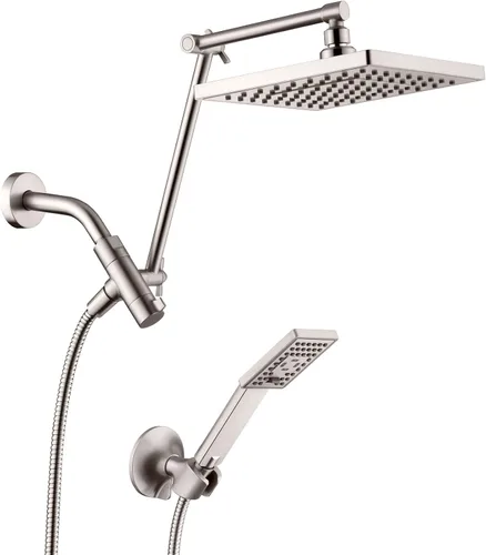 Miniatura 11 de BRIGHT SHOWERS Cabezal de ducha de lluvia con rociador de mano, combo de cabezal de ducha de lluvia de 8 pulgadas con manguera de 60", juego