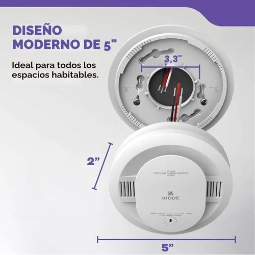 Miniatura 11 de Kidde Detector de humo y monóxido de carbono cableado, batería de reserva de 10 años, alertas de voz, indicadores de luz de advertencia LED