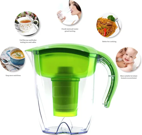 Miniatura 3 de Jarra de filtro de agua alcalina, hervidor de filtro de 3,5 L, jarra de filtro de agua alcalina de alto pH, filtración única de múltiples etapas