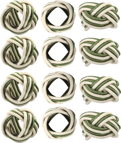 Miniatura 8 de Juego de 12 servilleteros bohemios elegantes, de rayón tejido a mano, color beige, resistente al desgaste, decoración de mesa para bodas, Navidad