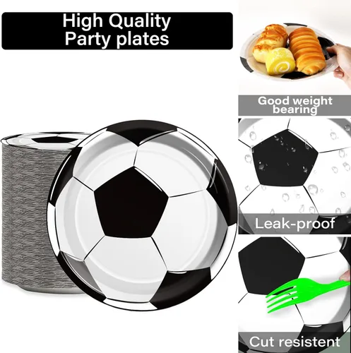 Miniatura 5 de 50 platos y servilletas de fútbol para invitados, suministros de fiesta, decoración de fiesta de cumpleaños de fútbol, juego de vajilla desechable