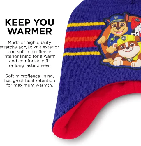 Miniatura 4 de Nickelodeon Paw Patrol - Gorro de invierno para niños pequeños con guantes de punto y guantes de esquí aislados, para niños de 2 a 4 años, Paw Patrol