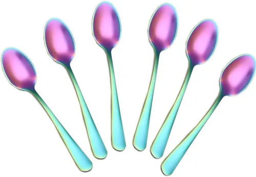 Miniatura 6 de Wesdxc56 Demitasse - Cucharas de café expreso, mini cuchara de café, cucharas pequeñas de acero inoxidable de 5.5 pulgadas para postre, juego de 6