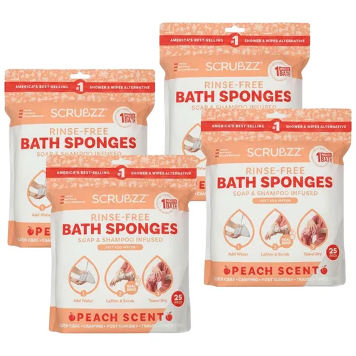Miniatura 13 de Scrubzz Toallitas de baño desechables sin enjuague – Paquete de 25 – Toallitas de ducha todo en 1 de un solo uso, simplemente humedece, enjabona