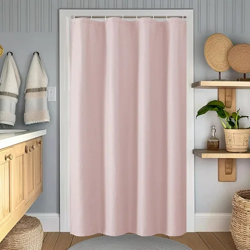 Miniatura 74 de OWENIE Cortina de ducha blanca para baño, 96 pulgadas, extra larga, elegante cortina de ducha de tela texturizada en relieve 3D, repelente al agua
