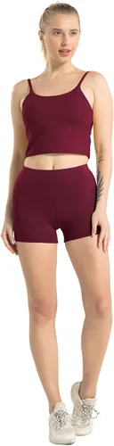 Miniatura 4 de CHRLEISURE - Pantalones cortos de tiro alto para mujer, suaves, de elastano, para entrenar y hacer yoga