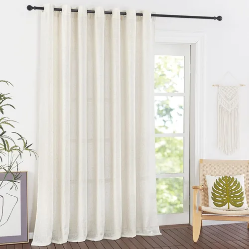 Miniatura 216 de NICETOWN Cortinas de arpillera de lino para ventanas de 90 pulgadas de largo, con ojales, mezcla de lino decorativas, cortinas semitransparentes