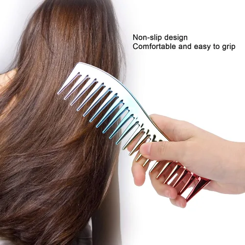 Miniatura 4 de Peine de pelo de arco iris, peine de cola de rata, peine de cola de rata, peine desenredante de dientes anchos y peine antiestático para la mayoría