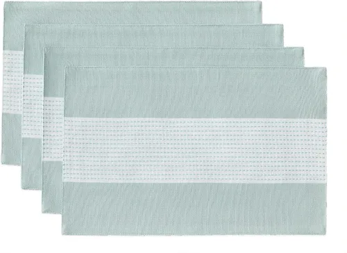 Wracra Juego de 4 manteles individuales de lino, 12 x 18 pulgadas, manteles individuales de macramé para mesa de cocina y resistentes al calor, Azul