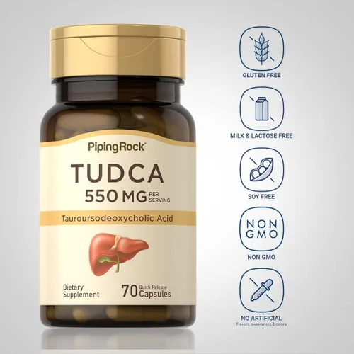 Miniatura 3 de Piping Rock Suplemento Tudca 550mg 70 Cápsulas Ácido taursodesoxicólico Sin OMG, sin gluten