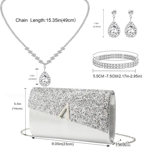 Miniatura 30 de LETODE Bolsos de mano para mujer, bolsos de noche y embragues para mujer, bolsos de sobre, bolsos de fiesta, baile de graduación, bolso de boda