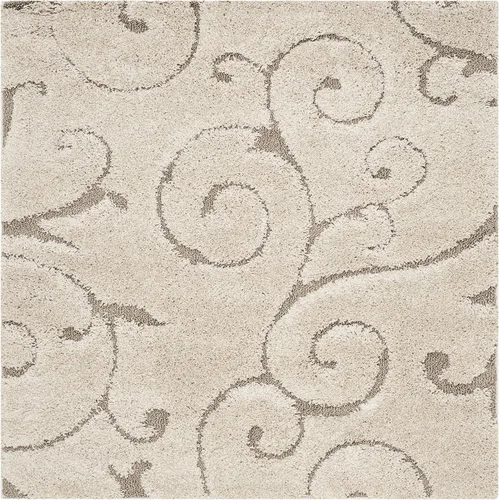 Miniatura 2 de SAFAVIEH - Alfombra de la colección Florida Shag - 4 pies cuadrados, color crema y beige, diseño de scroll, no pierde pelo y fácil de limpiar, pelo