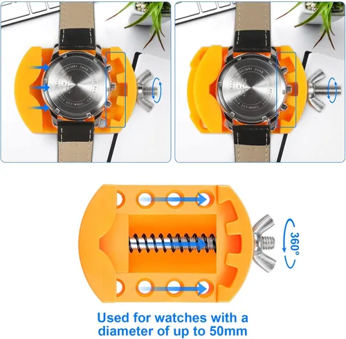 Miniatura 5 de JOREST Kit de repuesto de batería de reloj, llave de reloj, removedor de espalda para girar la cubierta del reloj, juego de abridor de caja de reloj