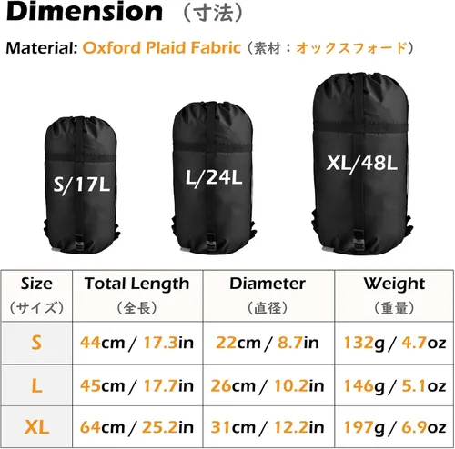 Miniatura 3 de TRIWONDER Saco de compresión de nailon para artículos de compresión, saco de dormir, bolsa de dormir con solapa para el polvo para mochileros