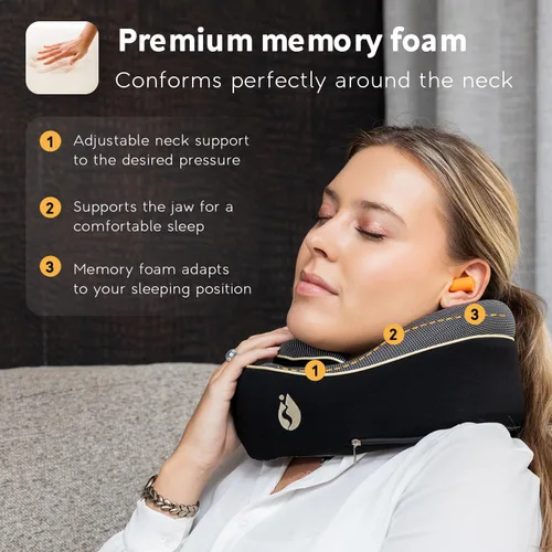 Miniatura 4 de Almohada cervical Airplane - Almohada de viaje - Espuma viscoelástica cómoda y ergonómica - Almohada de avión con soporte de cabeza y cuello de 360°