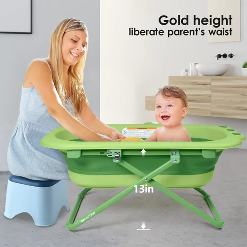 Miniatura 2 de Beberoad Love Bañera plegable para recién nacidos a niños pequeños – Tina portátil y ajustable con diseño antideslizante, bañera que ahorra espacio