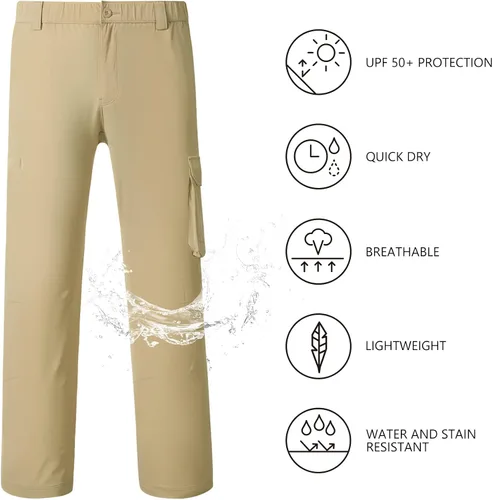 Miniatura 3 de BASSDASH Pantalones cargo de pesca para hombre, resistentes al agua, de secado rápido, ligeros, UPF 50+ para senderismo al aire libre, pantalones