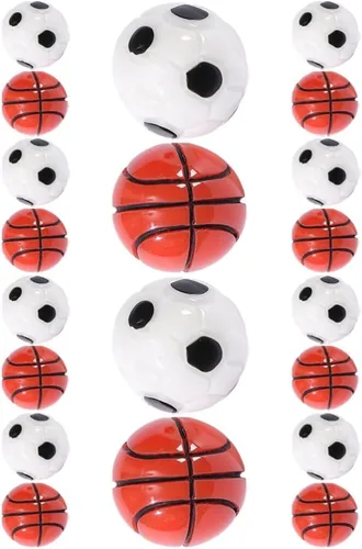 Toddmomy 20 pelotas deportivas en miniatura, mini pelotas de fútbol y baloncesto de resina de 0.6 pulgadas para accesorios de casa de muñecas,