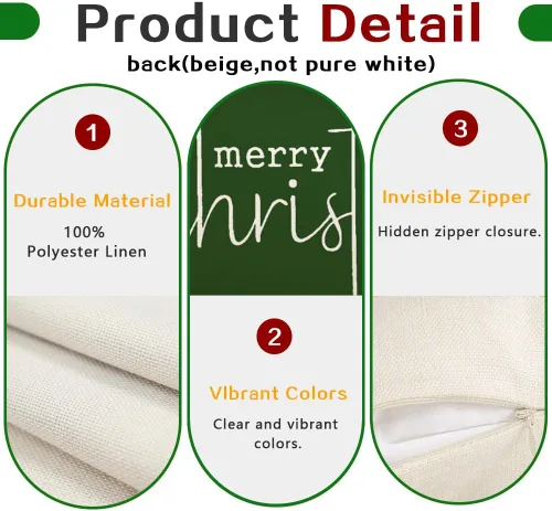 Miniatura 6 de RABUSOFA Fundas de almohada de Navidad con mensaje de Feliz Navidad, decoraciones para el invierno, fundas de almohada decorativas, fundas