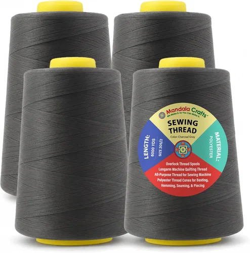 Miniatura 109 de Mandala Crafts 4 Pack of Serger Threads Cones Spools - 20S/2 24000 Yards Polyester Baby Blue Threads for Sergers Machine and Overlock Quilting