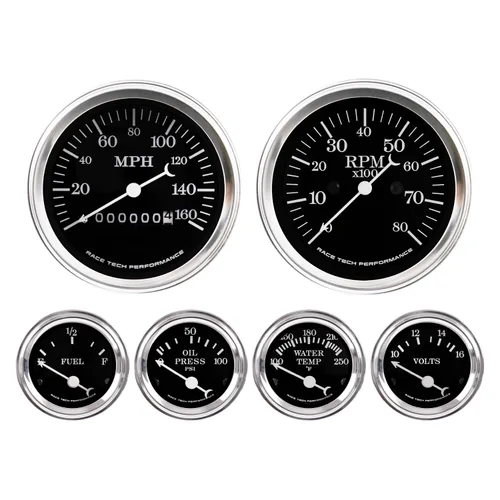 Miniatura 10 de RACETECH Clásico Juego de 6 Calibradores - 85mm 3-3/8" Velocímetro GPS Tachómetro Eléctrico - 52mm 2-1/16" Voltaje Nivel de Combustible Temperatura