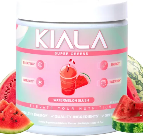 Miniatura 6 de Kiala Nutrition Super Greens en polvo, espirulina, polvo orgánico de superalimentos verdes que apoya la salud intestinal, deshinchazón para mujeres