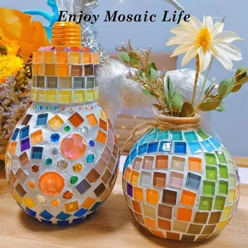 Miniatura 5 de Azulejos de mosaico de bricolaje para manualidades, kits de mosaico de vidrio colorido para adultos, 915 piezas de azulejos de mosaico de vidrieras