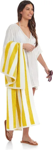 Miniatura 6 de Amazon Basics Cabana Stripe - Toalla de playa (2 unidades), color amarillo, 60 x 30 pulgadas