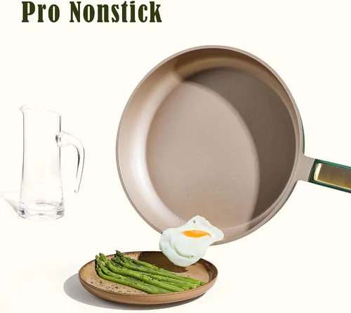 Miniatura 4 de CAROTE Juego de ollas y sartenes, juego de utensilios de cocina antiadherentes, juego de cocina listo para inducción, no tóxico, verde