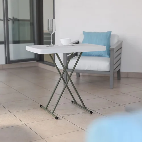 Miniatura 6 de Flash Furniture Elon - Mesa plegable de color blanco granito, altura ajustable, 30 pulgadas, bandeja de TV, mesa para portátil de grado comercial