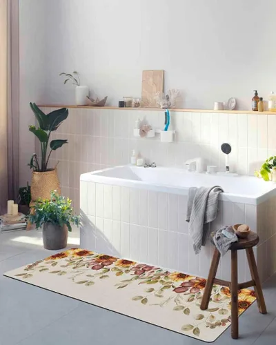 Miniatura 5 de Tapete de baño de eucalipto y girasol para bañera, antideslizante, de secado rápido y absorbente, de tierra de diatomeas, fregadero de cocina