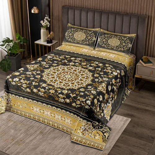Miniatura 6 de Erosebridal Colcha King, Colcha Exótica Bohemia, Cobertor de Encaje Bohemio Tribal Floral Rojo Amarillo Azul Degradado Retro, Acolchado Egipcio