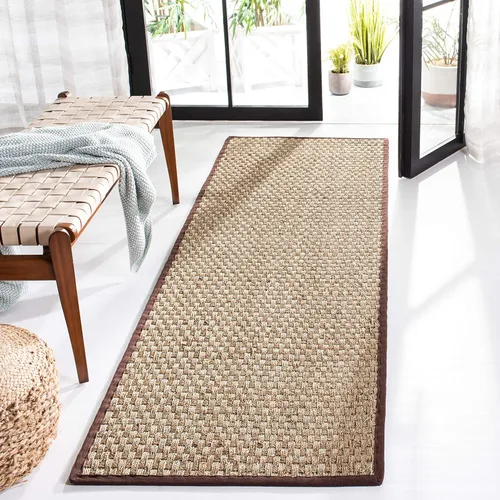 Miniatura 93 de Safavieh Natural Fiber NF114P - Alfombra redonda de hierba marina, tejido de canasta, con borde, de 244 cm, color gris Natural/ gris