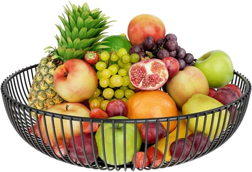 Miniatura 9 de Simple Trending canasta de frutas de 3 niveles trapezoidal con 4 ganchos para plátanos, organizador de cocina extra grande de alambre de metal