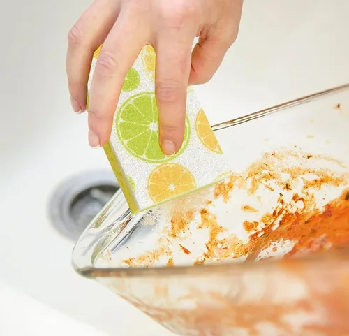 Miniatura 4 de CELOX Esponjas de doble cara impresas con limón, esponja antiarañazos para limpieza de cocina, 4.5 x 2.8 x 0.8 pulgadas (6)